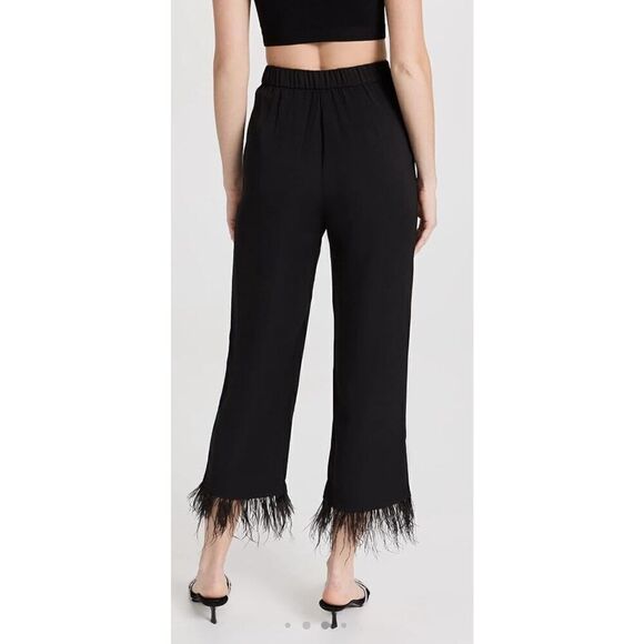 WAYF Pants Size Extra Small Black Feather Hem Elastic Waistband High Rise NWT - Picture 2 of 8